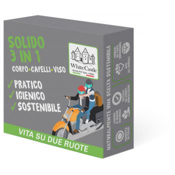 DETERGENTE  SOLIDO 3 IN 1 CORPO - CAPELLI - VISO  PRATICO - IGIENICO - SOSTENIBILE  VITA SU 2 RUOTE
